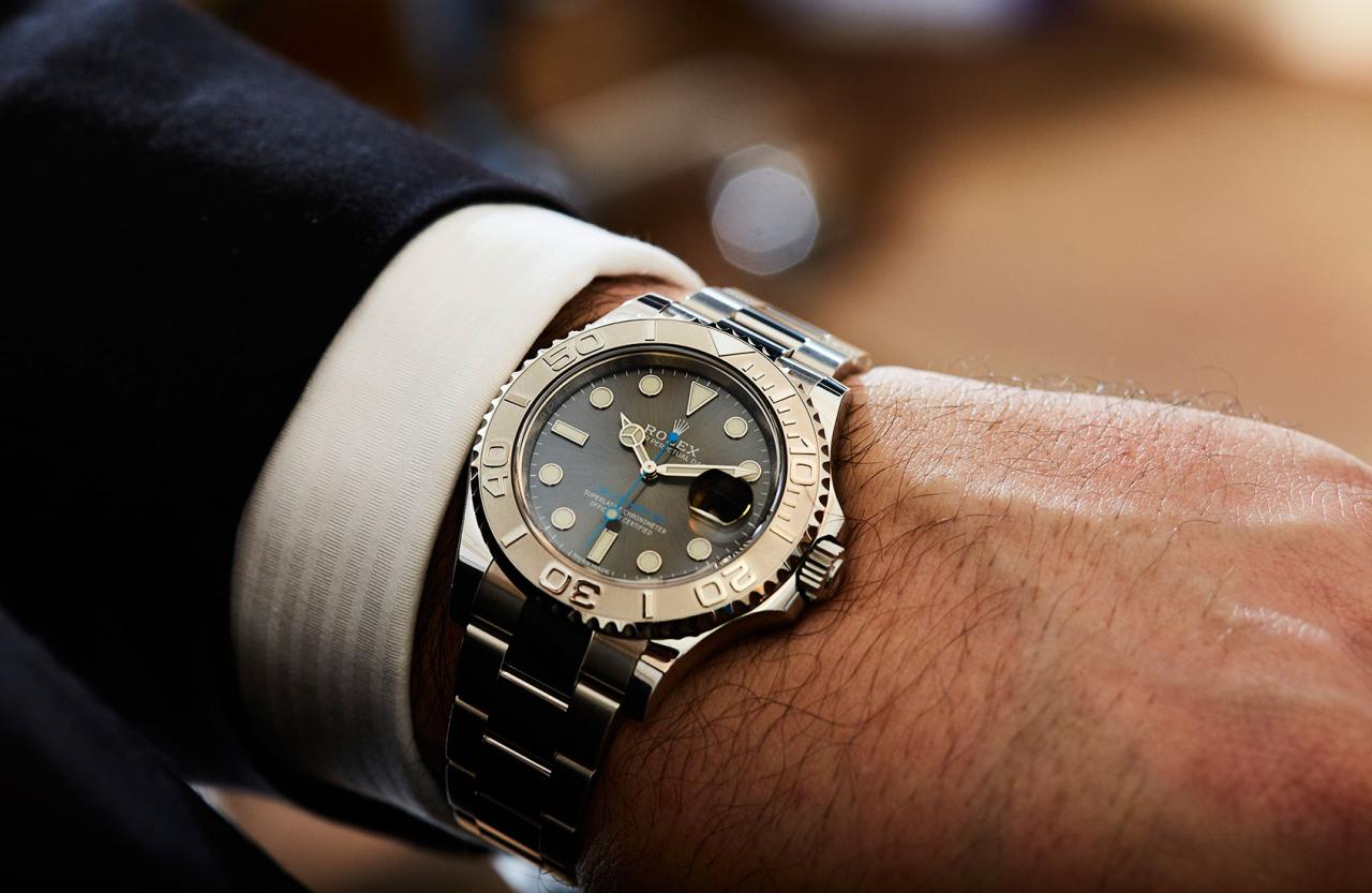 Rolex Yacht-Master 40  With Dark Rhodium Dial watch in hand