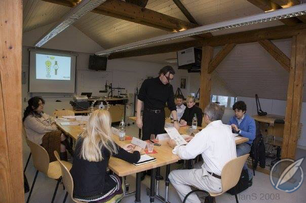 Maarten Pieters (standing) giving an introductory course to Swiss watchmaking (2008)