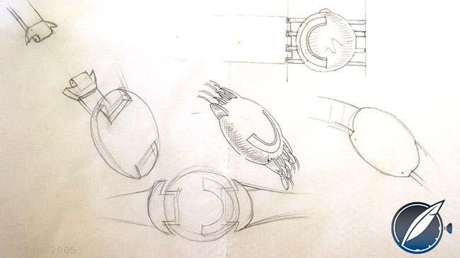 An early sketch by Martin Frei of what would become the Urwerk's first watch, the UR-101