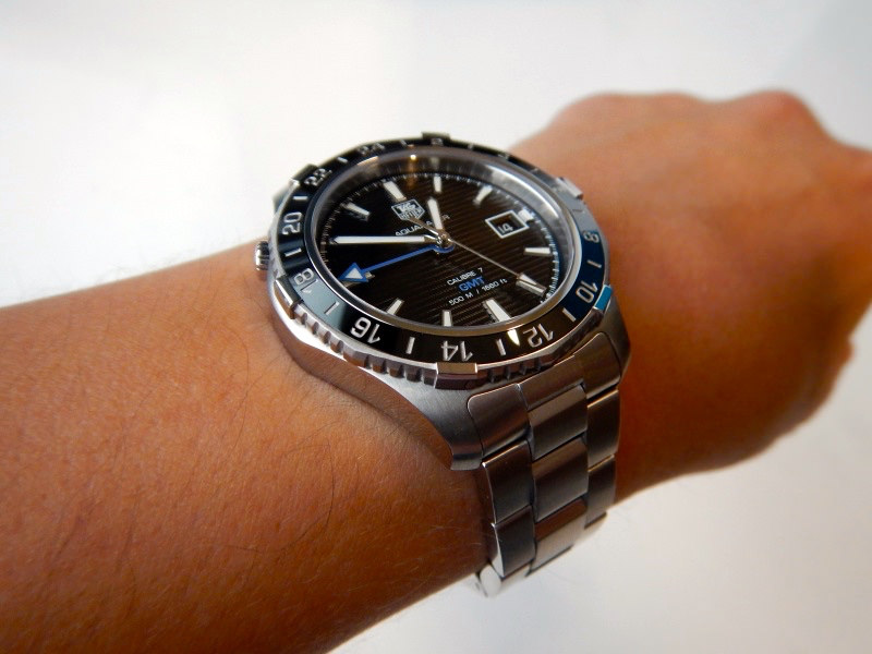 TAG Heuer Aquaracer 500m GMT Calibre 7 on the wrist