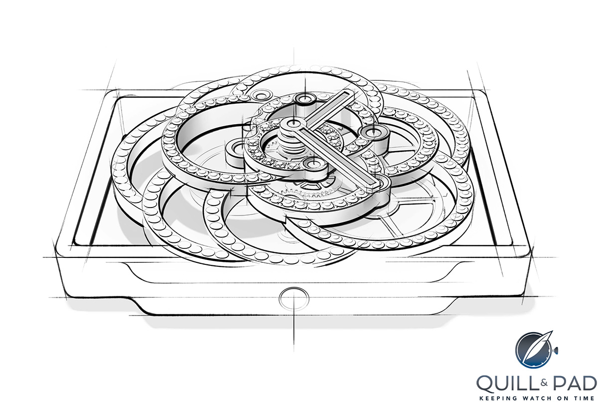 Sketch of the Chanel Premíère Camellia Skeleton Set