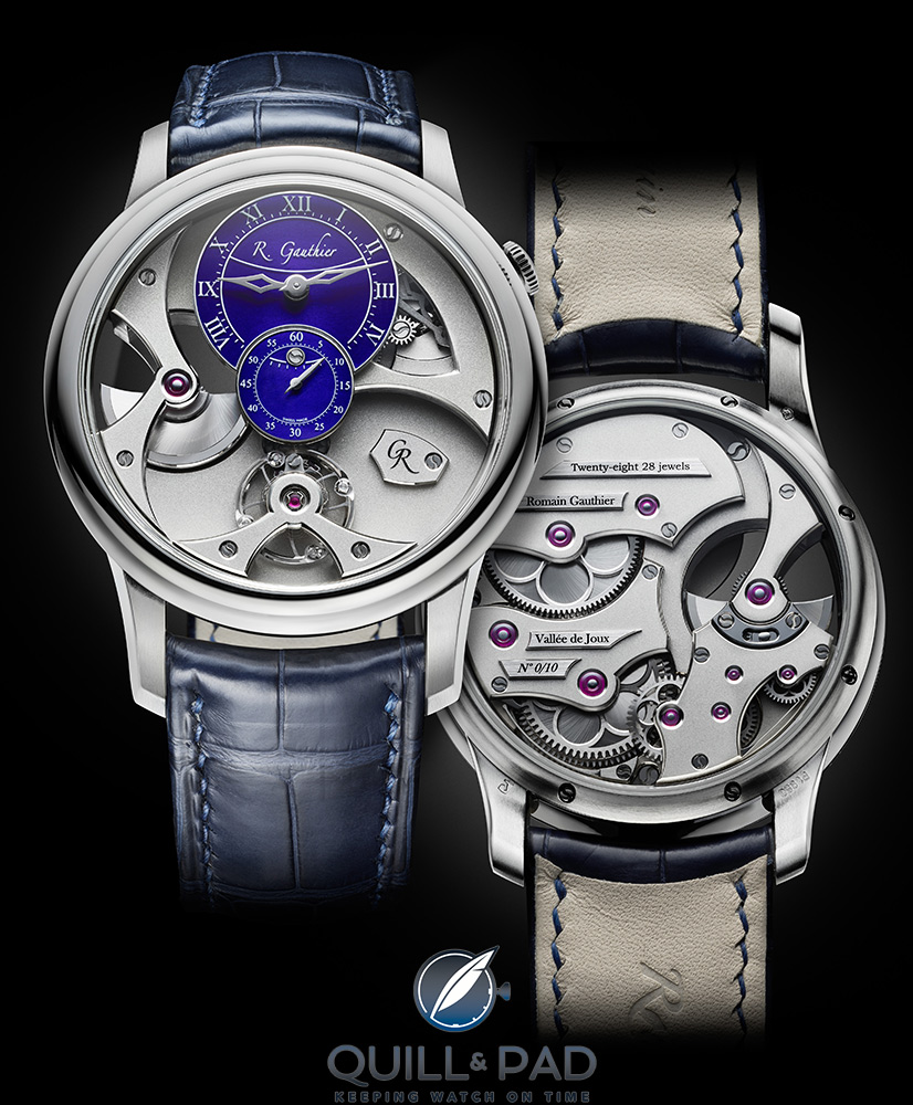 Romain Gauthier Insight micro-rotor in limited edition platinum with blue enamel dial
