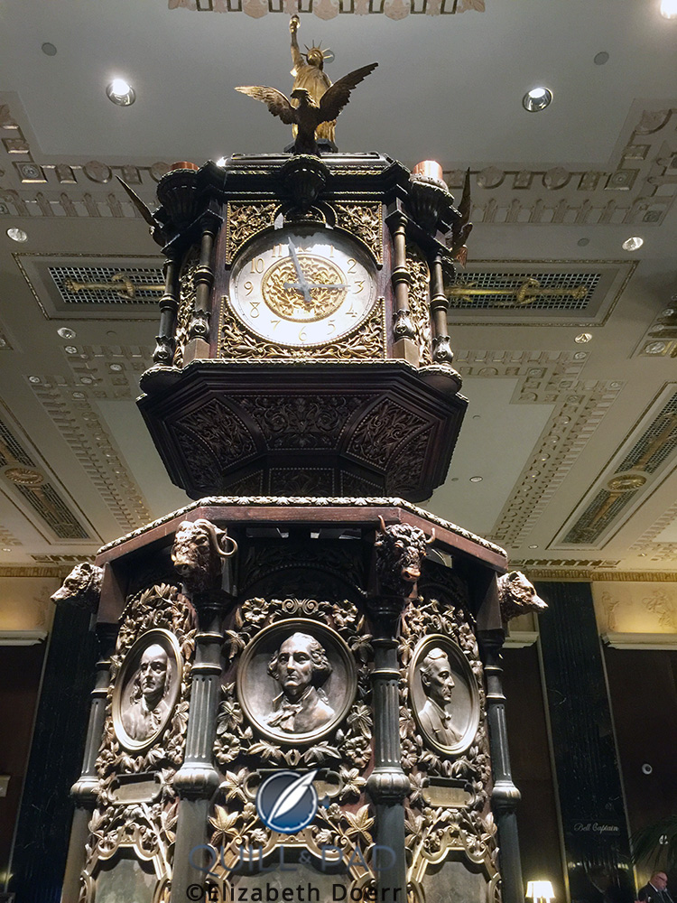 Clock in the lobby of the Waldorf Astoria hotel, New York