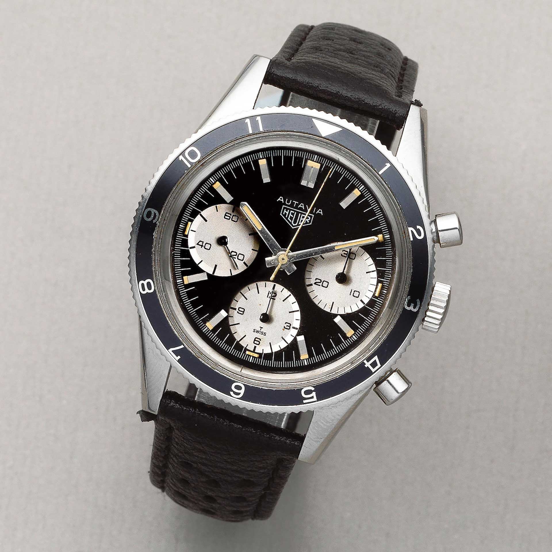 LOT 42 Heuer Stainless Steel Manual Wind Chronograph