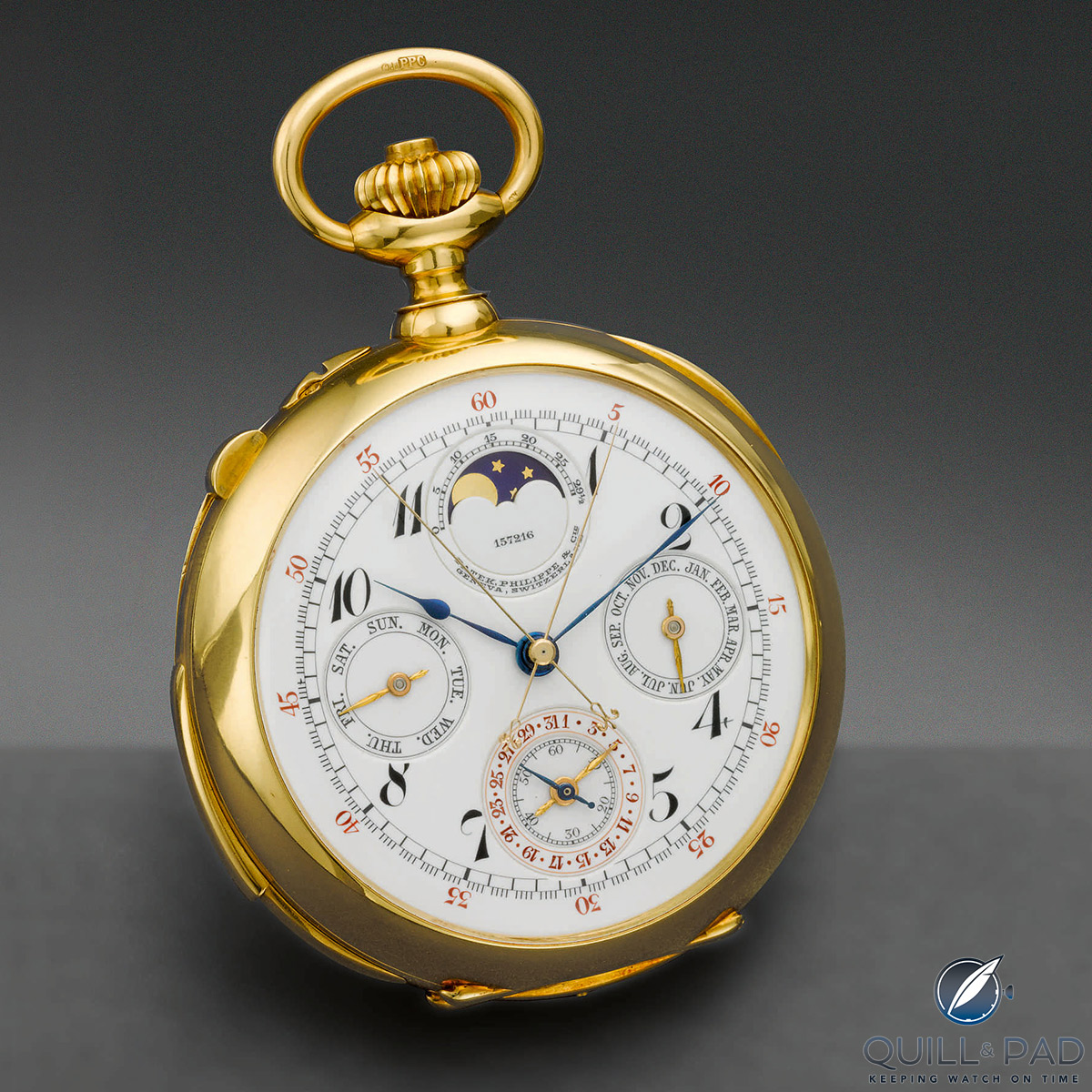 This Patek Philippe grand complication pocket watch achieved a top-ten ranking in the June 2017 Sotheby’s auction