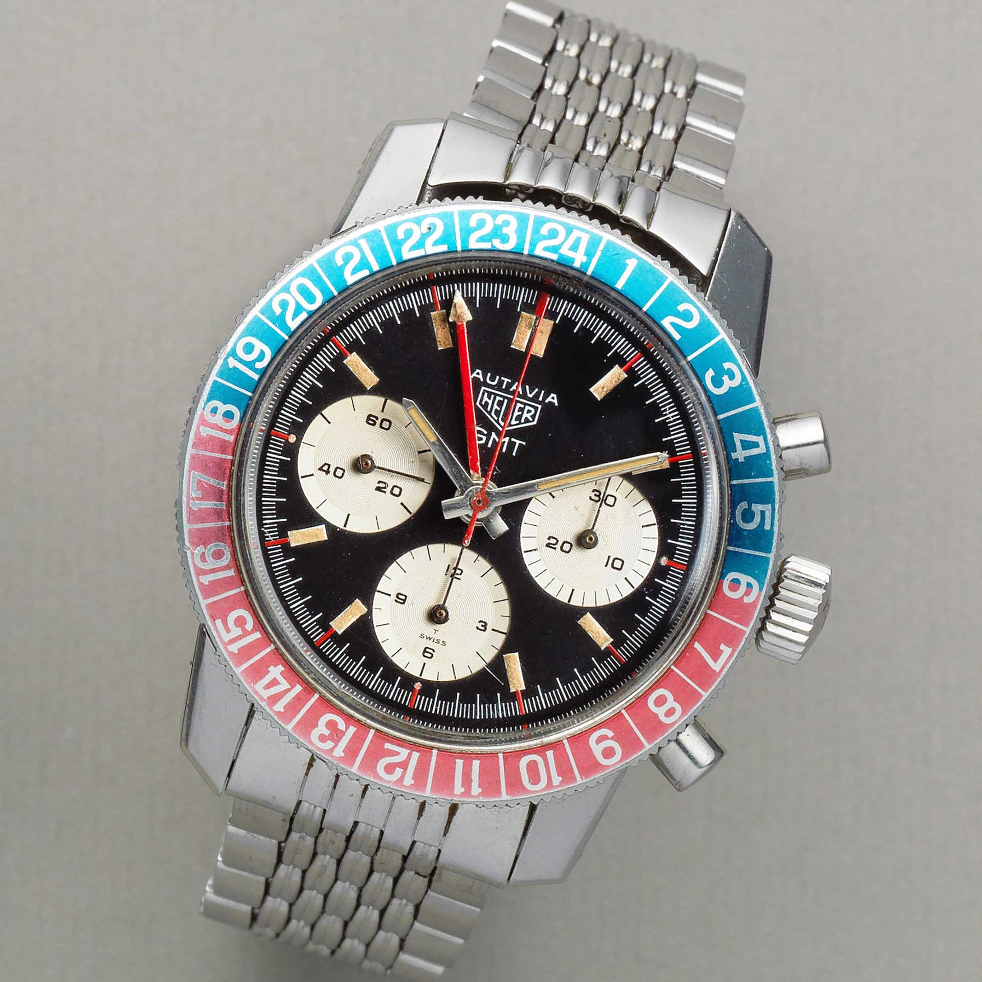 LOT 127 Heuer Stainless Steel Manual Wind Chronograph With Dual Time
