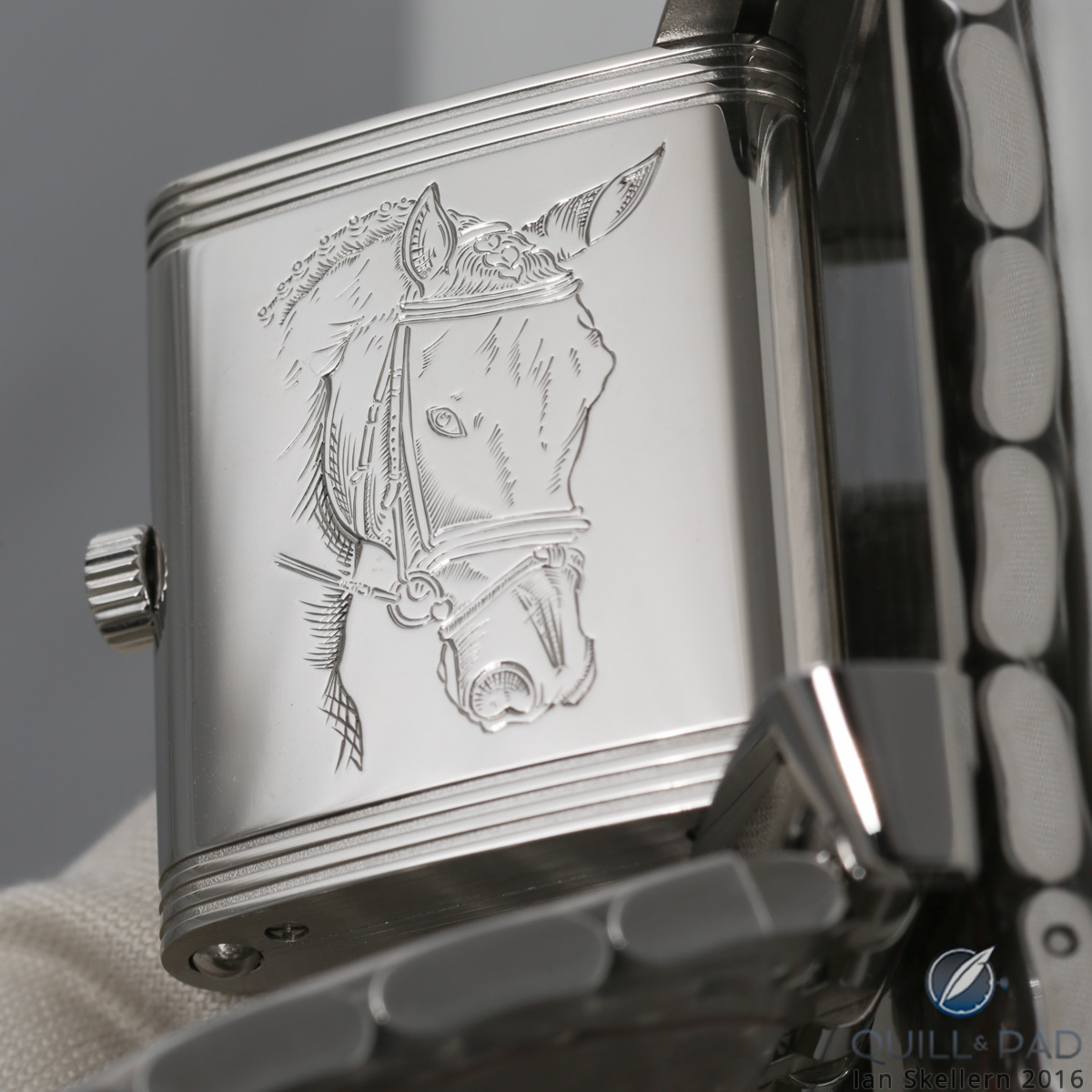 Engraving of Gucci on the back of a Jaeger-LeCoultre Reverso Classique