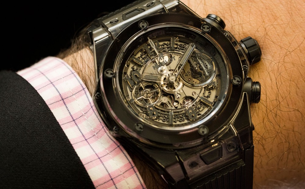 hublot big bang unico all black sapphire wristwatch