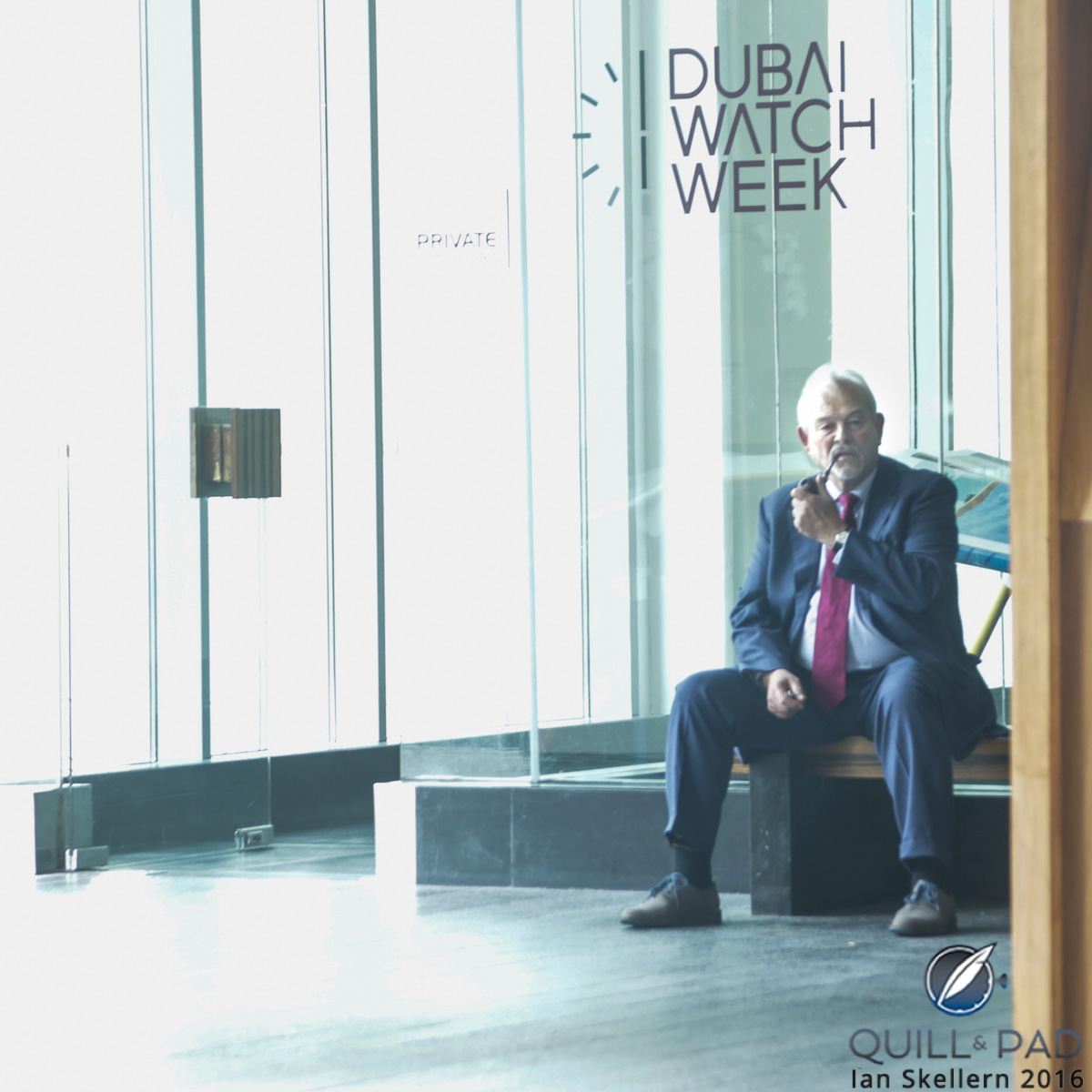 Mr. Philippe Dufour having a well-earned break at Dubai Watch Week 2016